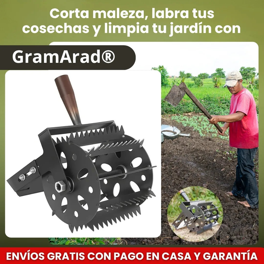 GramArad® Cabezal de deshierbe en acero macizo de doble corte