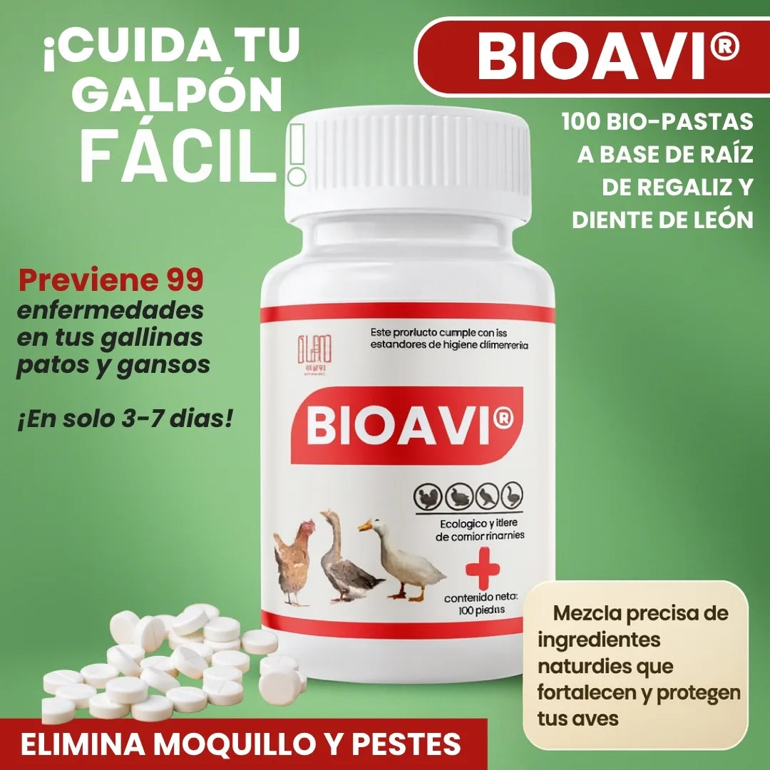 BIOAVI® FORMULA 100% NATURAL PARA ELIMINAR GRIPE EN POLLOS Y AVES/ BASE DE RAGALIZ Y DIENTE DE LEÓN
