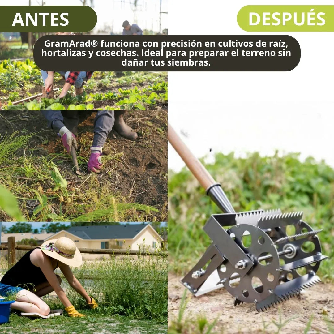 GramArad® Cabezal de deshierbe en acero macizo de doble corte