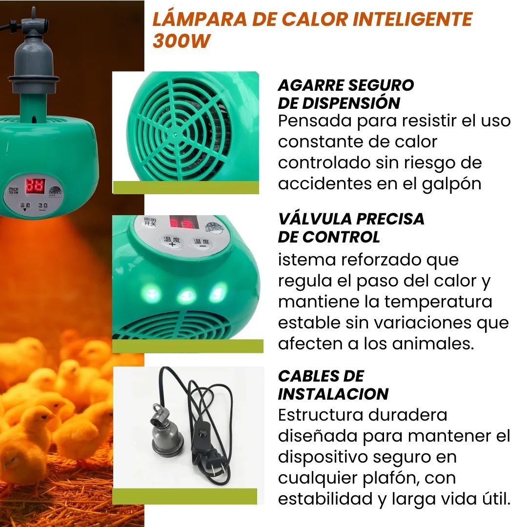 LUMICAMP® LAMPARA CALEFACTORA INTELIGENTE PARA GALPONES Y CRIADEROS