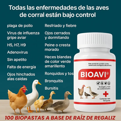 BIOAVI® FORMULA NATURAL PARA ELIMINAR GRIPE DE POLLO Y AVES / BASE DE RAIZ DE REGALIZ