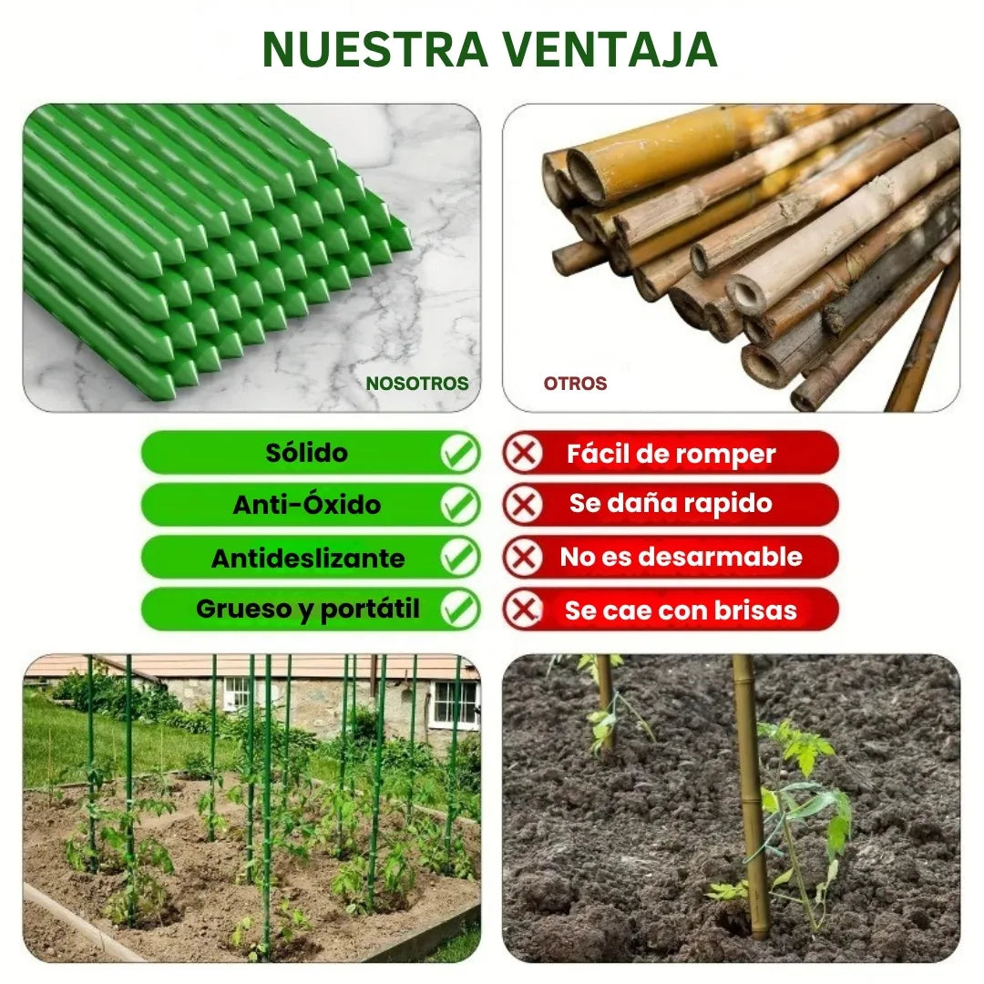 ECOSTAKA® VARILLAS SOPORTE DE ESCALADA PARA PLANTAS, VEGETALES Y HUERTAS EN ACERO