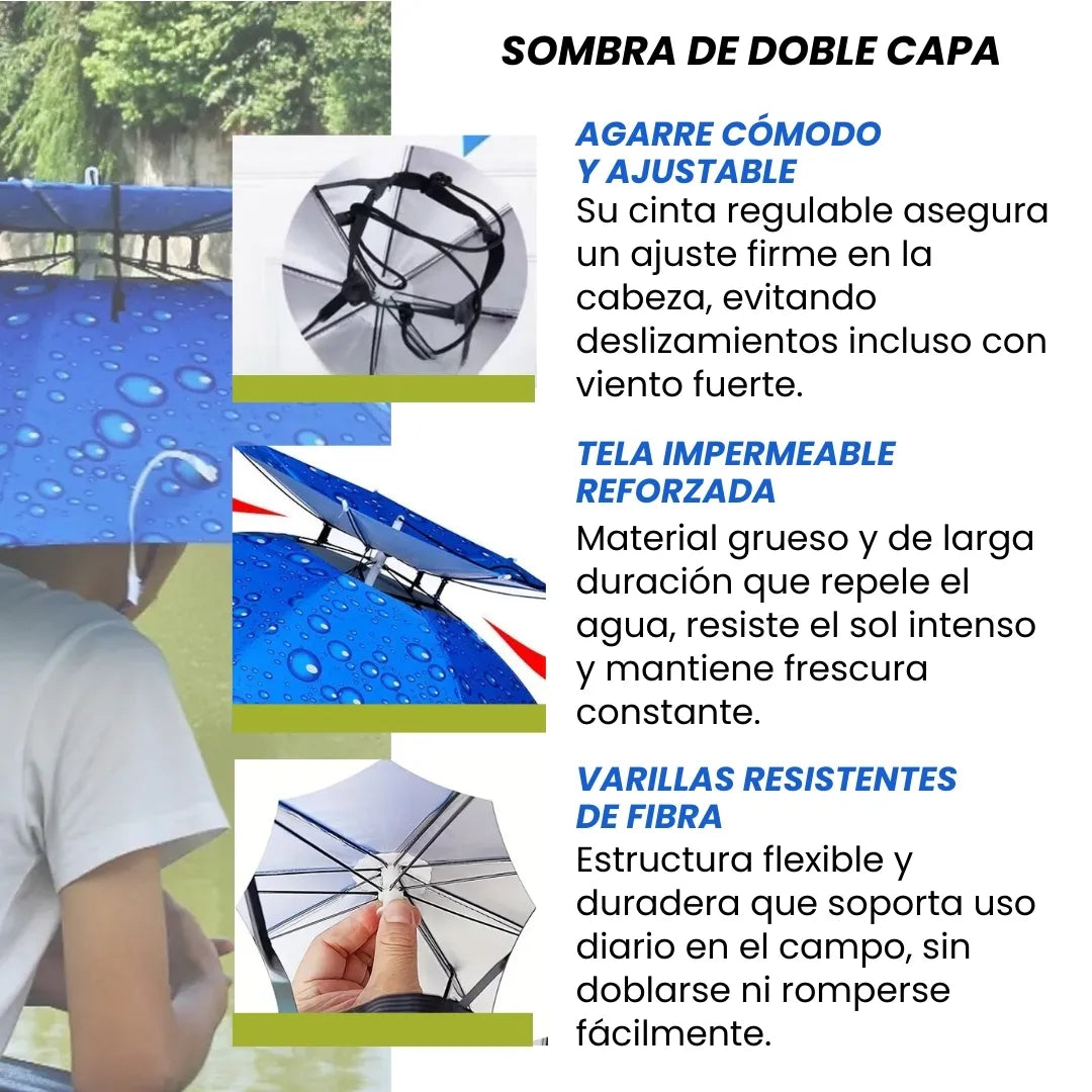SOMBRAFIX® SOMBRERO SOMBRILLA IMPERMEABLE DOBLE FAZ DE 1 METRO