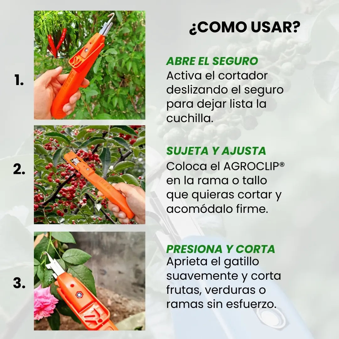 AGROCLIP® TIJERA COSECHADORA INTELIGENTE, CORTA FRUTAS,  FLORES, VERDURAS Y RAMAS