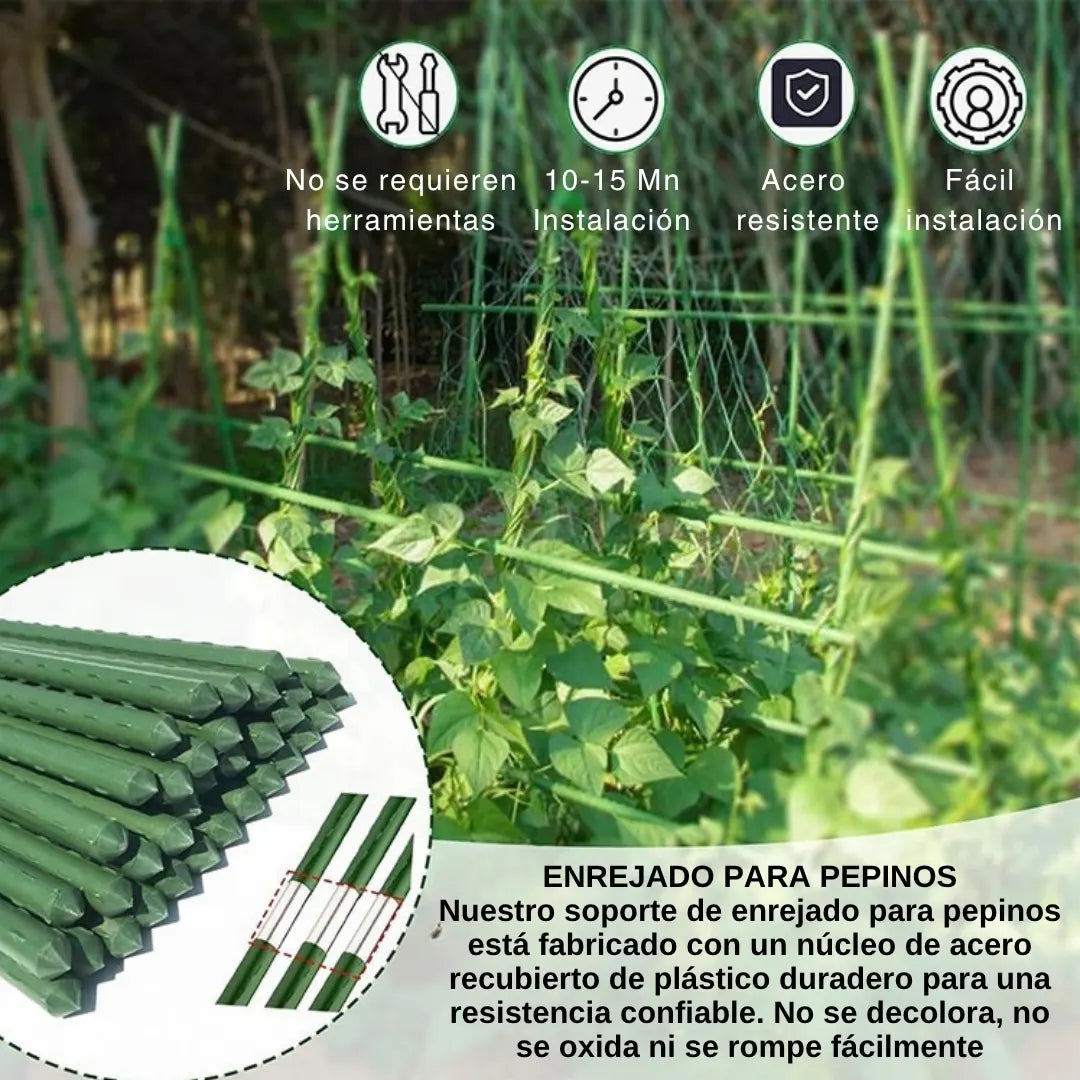 ECOSTAKA® VARILLAS SOPORTE DE ESCALADA PARA PLANTAS, VEGETALES Y HUERTAS EN ACERO