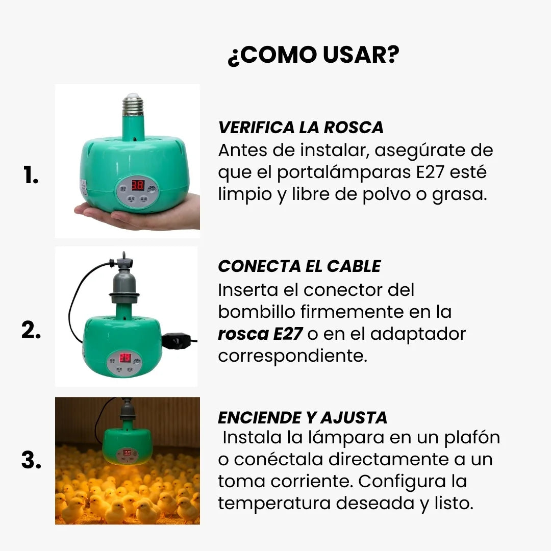 LUMICAMP® LAMPARA CALEFACTORA INTELIGENTE PARA GALPONES Y CRIADEROS