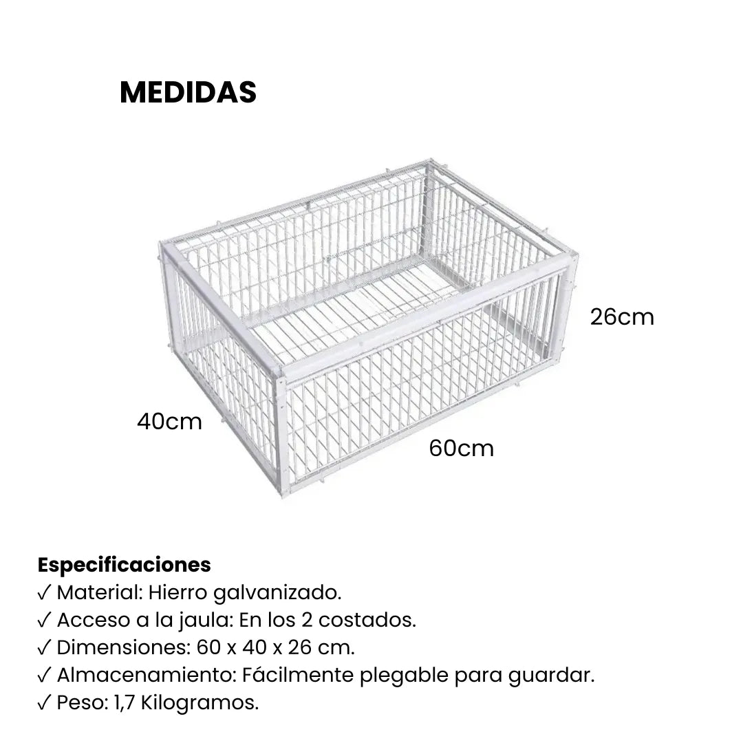 AVILOCK® JAULA PARA AVES CON TRAMPA INTELIGENTE ANTIESCAPE DE ACERO INOXIDABLE