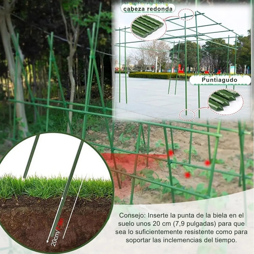 ECOSTAKA® VARILLAS SOPORTE DE ESCALADA PARA PLANTAS, VEGETALES Y HUERTAS EN ACERO