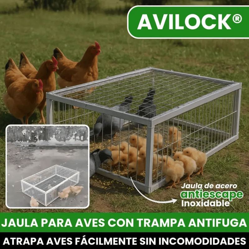 AVILOCK® JAULA PARA AVES CON TRAMPA INTELIGENTE ANTIESCAPE DE ACERO INOXIDABLE