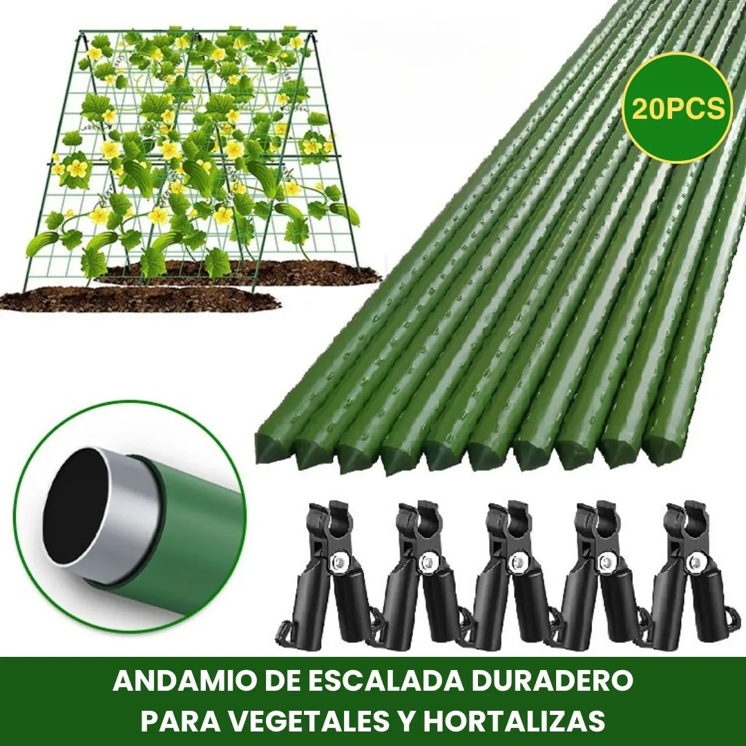 ECOSTAKA® VARILLAS SOPORTE DE ESCALADA PARA PLANTAS, VEGETALES Y HUERTAS EN ACERO