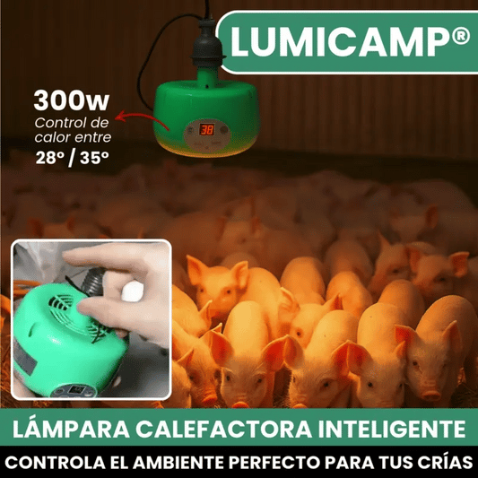 LUMICAMP® LAMPARA CALEFACTORA INTELIGENTE PARA GALPONES Y CRIADEROS