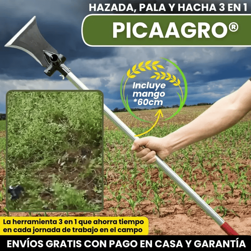 PICAAGRO® HOZ MULTIFUNCIONAL 3 EN 1: AZADA, PALA Y HACHA