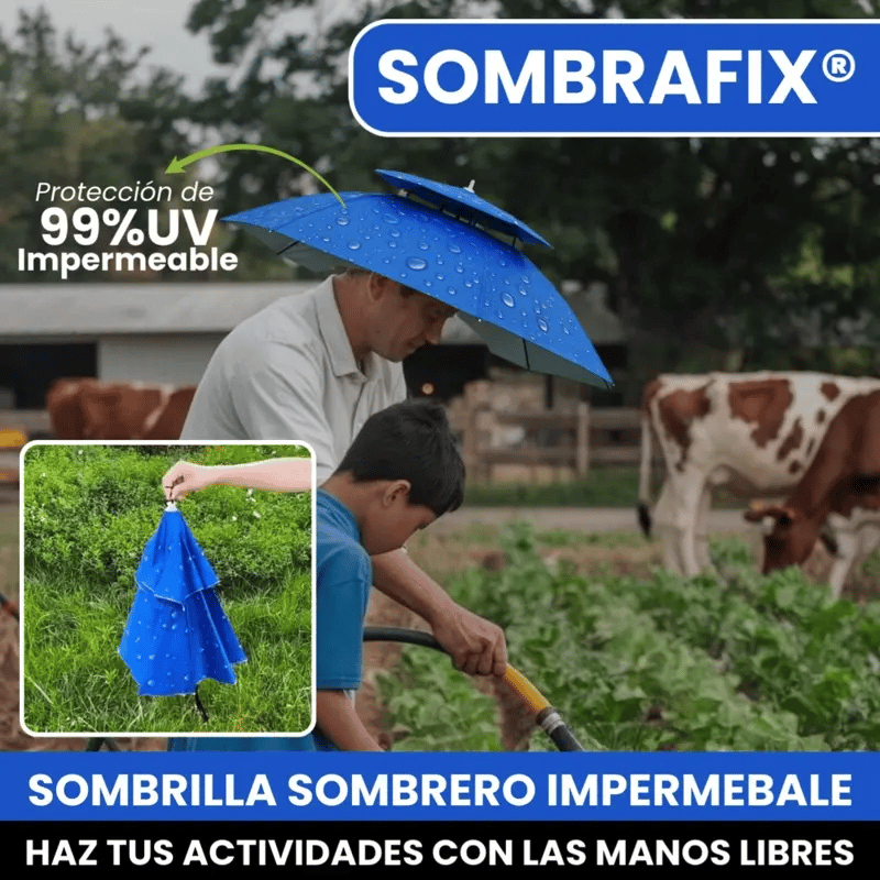 SOMBRAFIX® SOMBRERO SOMBRILLA IMPERMEABLE DOBLE FAZ DE 1 METRO